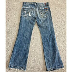 7 For All Mankind Dojo Jeans Lexie Petite Y2K Distressed Flared 100% Cotton